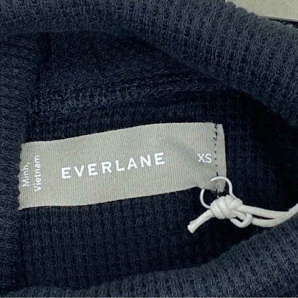 Everlane Women’s NWT Black The Organic Cotton Waffle Turtleneck Top XS/C36 - Picture 5 of 11